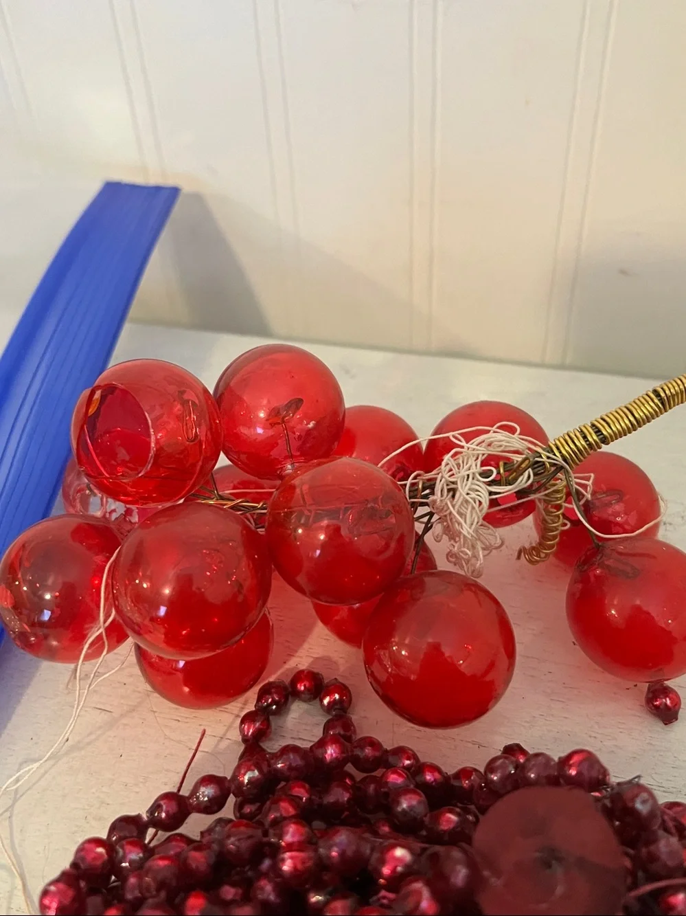 Lot Vintage Mercury glass garland balls for repurposing